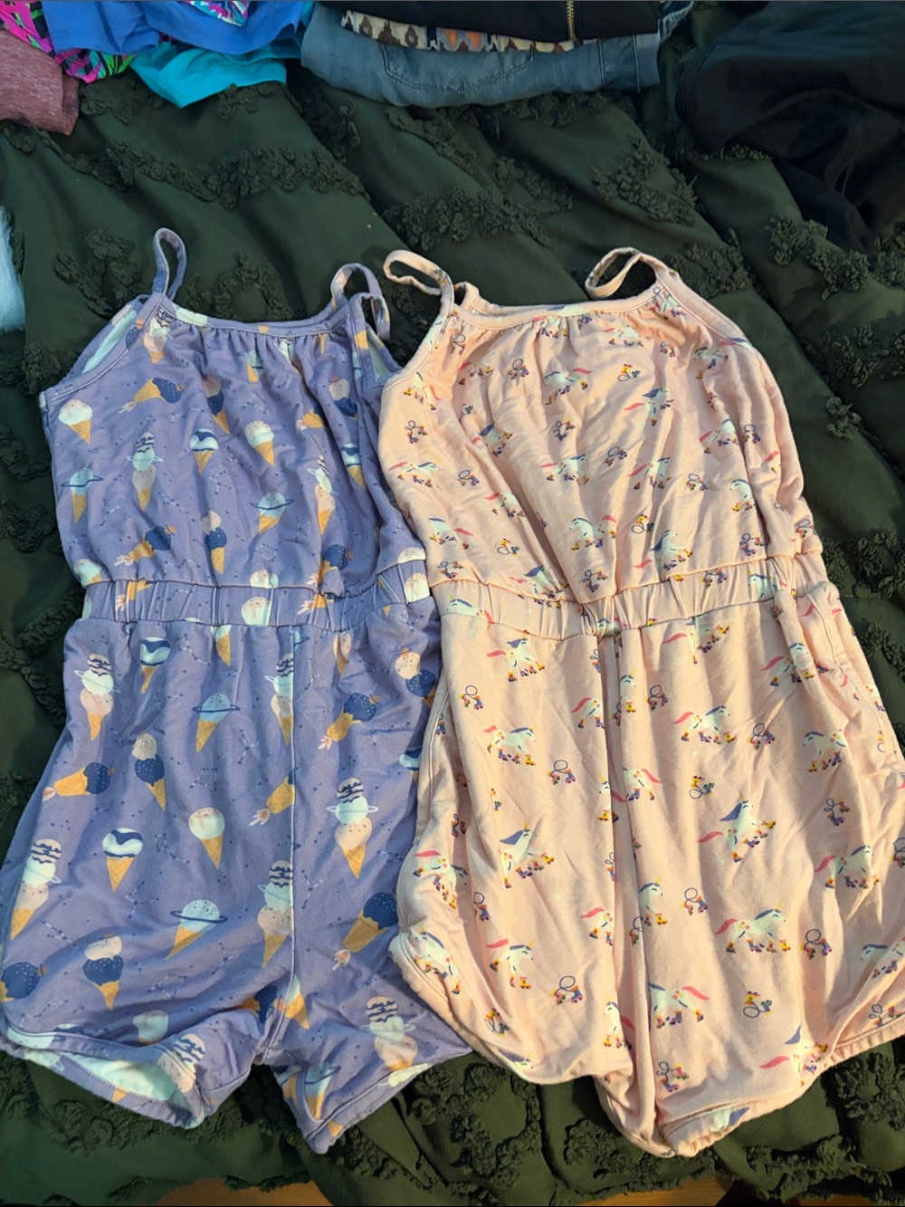 Girls' Ice Cream Print One-Piece Romper - Pink and Purple
